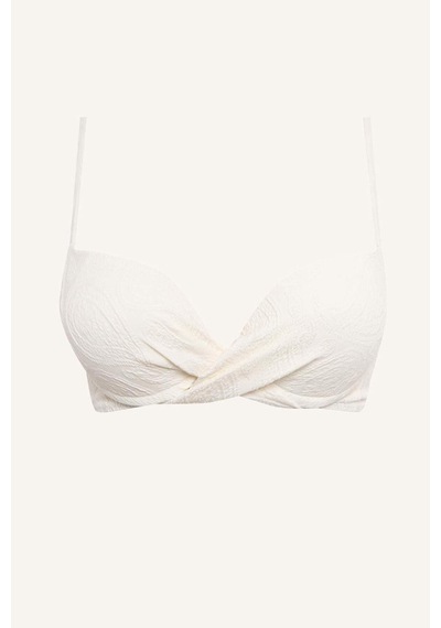 Defacto Regular Fıt Desenli Ekru Bikini Üstü E1539ax26smwt16 Beyaz-wt16