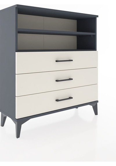 Arges Şifonyer 2 Raflı 3 Çekmeceli 88x30x96 Antrasit-aytaşı Antrasit