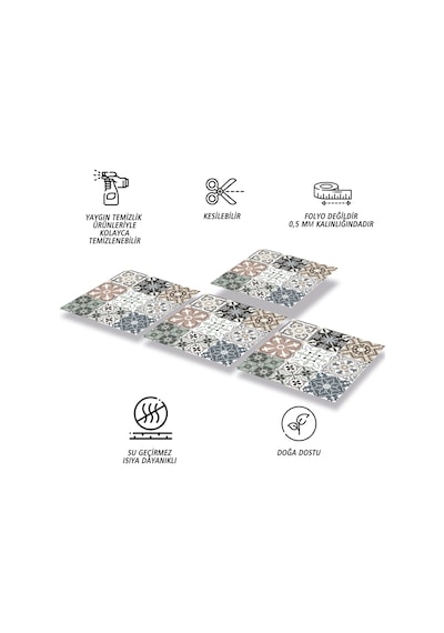 Tink KENDİNDEN YAPIŞKANLI KİMONO DESENLİ PVC KARO 30X30 CM