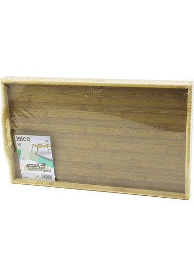 Dikdörtgen 30x50cm Aç Kapa Ayaklı 20cm Ahşap Bambu Sunum Tepsi 5468 Çok Renkli