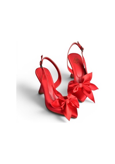 Fox Shoes K922164804 Kırmızı Saten Kumaş İnce Topuklu Kadın Ayakkabı