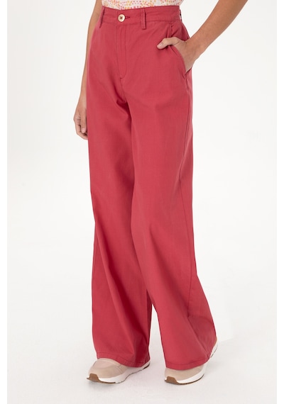 U.S. Polo Assn. Kadın Vişne Kanvas Loose Fit Pantolon 50309122-VR223