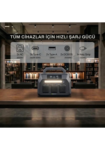 512wh 1600w Max. Lifepo4 Taşınabilir Güç Kaynağı Dahili Fener Ve Kablo Seti +4000 Döngü%99.99 Bms Çoklu Çıkı