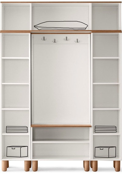 Rüzgar Mdf Portmanto Krem - Meşe