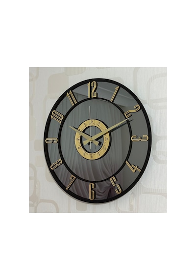 Pey Aksesuar Aynalı Duvar Saati Gerçek Ayna 60 Cm Modern Tasarım C61-füme-siyah-gold