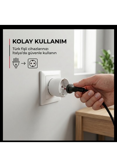 İtalyan Erkek Fiş Türk Priz Dönüştürücü Type L To Type F Priz Adaptörü 16a 250v