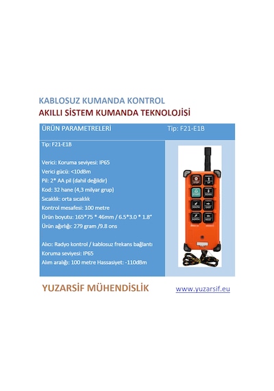 Vinç Kumandası Kablosuz Endüstriye Kontrol Makine Uzaktan Kumanda Ac 220 - 380 Volt