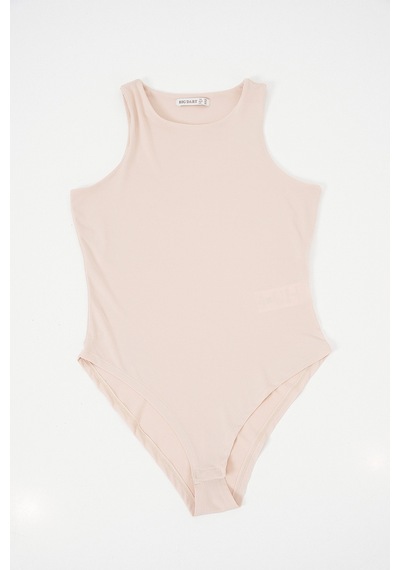 Bigdart Kadın Halter Yaka Çıtçıtlı Body 972 - Bej