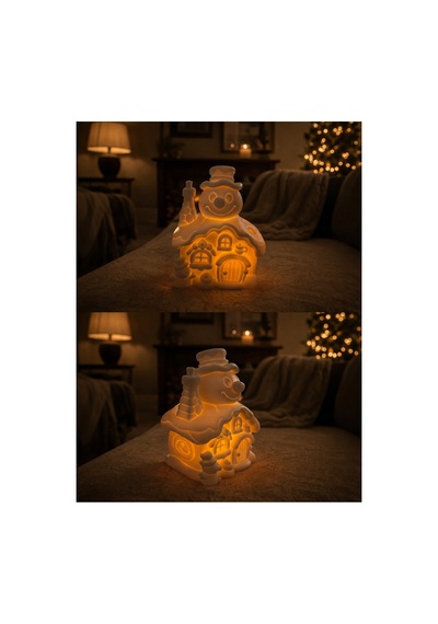 Dekoratif Tealight Led Mum Aydınlatmalı Kış Evi Beyaz