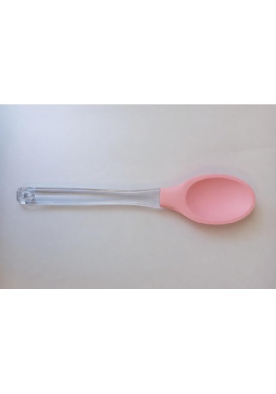 Silikon Kaşık, Mutfak Kullanımı İçin Şeffaf Saplı, Isıya Dayanıklı, Askılı Tasarım 1, Pembe
