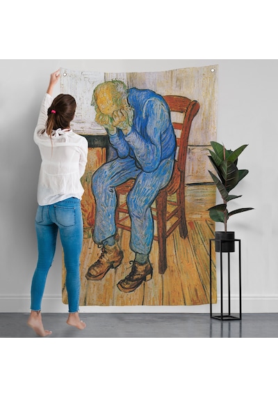 Acı Çeken Yaşlı Adam Sonsuzluğun Eşiğinde Duvar Örtüsü - Vincent Van Gogh-7442