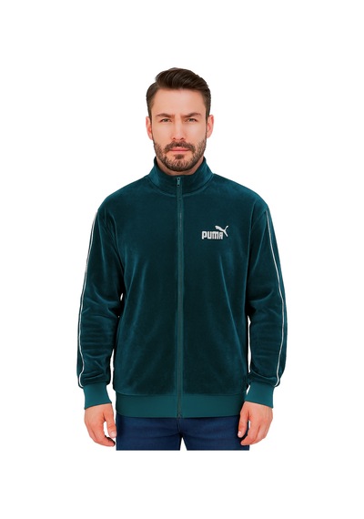 Puma Essentials Elevated Velour Track Erkek Siyah Ceket Yeşil