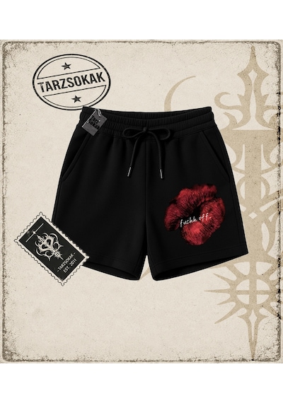 Tarzsokak Gotik & Grunge Streetwear Lıps Off Unisex Şort Siyah