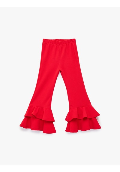Koton Beli Lastikli Fırfır Detaylı İspanyol Paça Pantolon Kırmızı 6skg40008ak Kırmızı Koton Beli Lastikli Fırfır Detaylı İspanyol Paça Pantolon Kırmızı 6skg40008ak Kırmızı
