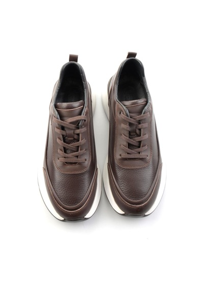 Kahve Hakiki Deri Erkek Sneaker E01958176543 Kahve