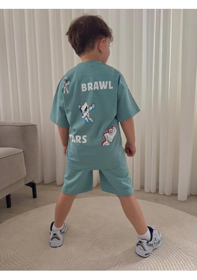 Cg Kids Brawl Stars Temalı Tshirt Ve Şort Alt Üst Takım Sırt Baskı Detaylı Mint Yeşili Cg Kids Brawl Stars Temalı Tshirt Ve Şort Alt Üst Takım Sırt Baskı Detaylı Mint Yeşili