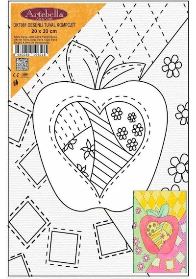 DKT061 desenli tuval kompozit boyama 20x30 cm