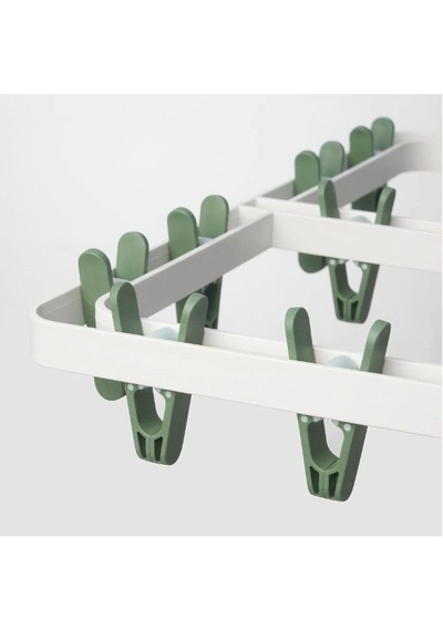 Ikea Slıbb 24 Mandallı Katlanabilir Çamaşır Kurutma Askısı Beyaz Yeşil Beyaz - Yeşil