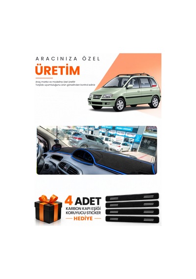 Hyundai Matrix 2001-2010 Uyumlu Torpido Koruma Örtüsü Oto Kılıfı - Siyah Mavi
