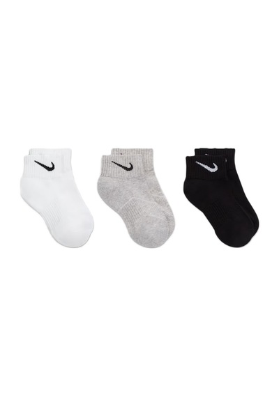 Nike Performance Cushioned Quarter 3 Pack Sock Unisex Pamuklu Yarım Bilekli 3 Lü Çorap Beyaz Gri Siyah Beyaz - Gri - Siyah