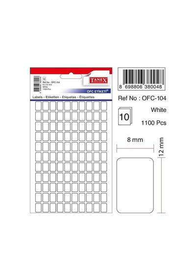 Tanex Etiket 10lu Ofc-104 Beyaz - 2 Adet