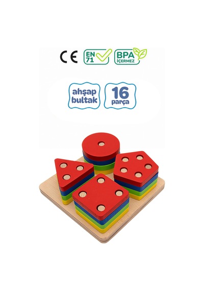 4 Lü Bultak Ahşap Geometrik Şekiller