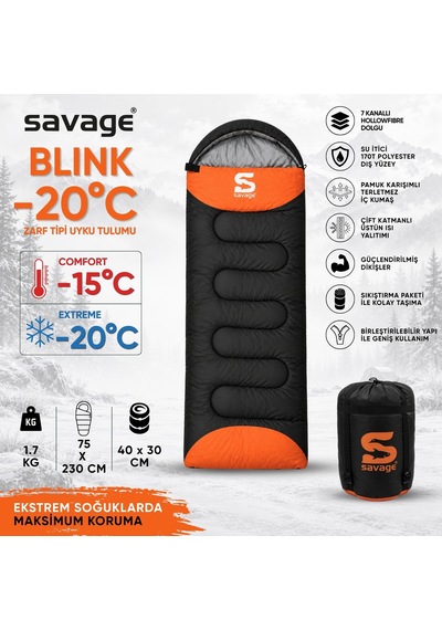 Kamp Uyku Tulumu - Blink - Portakal - Extreme -20c - Savage Ys-509 Çok Renkli