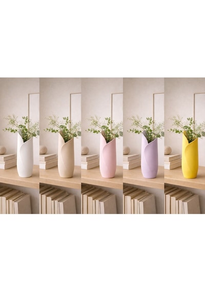 Modern Sarmal Tasarım 3d Baskı Dekoratif Vazo Sarı