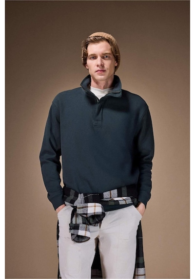 Defacto Regular Fit Yarım Fermuarlı Sweatshirt F9243ax26spgn827 Yeşil-gn827 Defacto Regular Fit Yarım Fermuarlı Sweatshirt F9243ax26spgn827 Yeşil-gn827