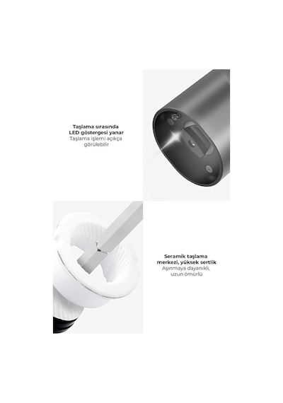 Pilli Led Işıklı Tuz Ve Karabiber Öğütücü İkili Set Diğer