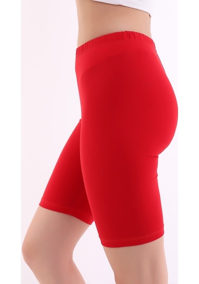 Self Clothing Kadın Koyu Kırmızı Penye Kumaş Yüksek Bel Kısa Tayt Slf1295