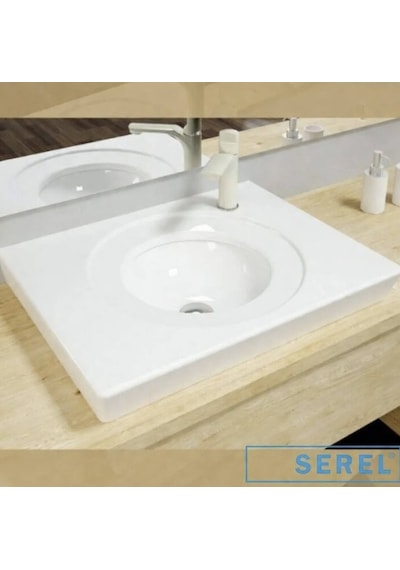 Serel - Poseidon Tezgah Üstü Lavabo 65 Cm Beyaz - Ps30sds110ab- Beyaz