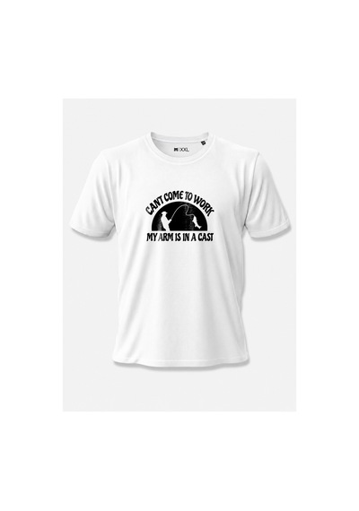 North Whiskers Can't Come To Work Esprili Balıkçı Temalı Baskılı %100 Pamuklu T-shirt Beyaz - 874914674 Beyaz - 874914674 Beyaz