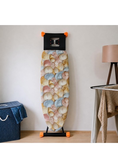 5d Özel Kumaş Keçeli Ütü Masası Kılıfı Masaya Göre Ayarlanabilir İpli Stoperli 55x140cm Deniz Kabuğu Çok Renkli
