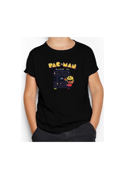 Zepplin Giyim Pac-Man Eighties Siyah Çocuk Tişört Siyah