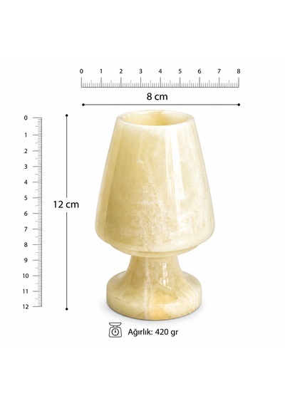Doğal Oniks Taş Mumluk 12x8 Cm El Yapımı Geçmeli Mumluk Işık Geçiren Premium Dekoratif Şamdan Yemek Masası Ve Özel Gün Hediyesi Beyaz
