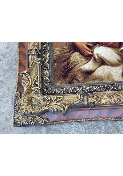 Siyular Kızılderili Aşıklar Adlı İran Tebriz Halı Tablo 95x75cm - Duvar Halı Kilim Tablo Model 2