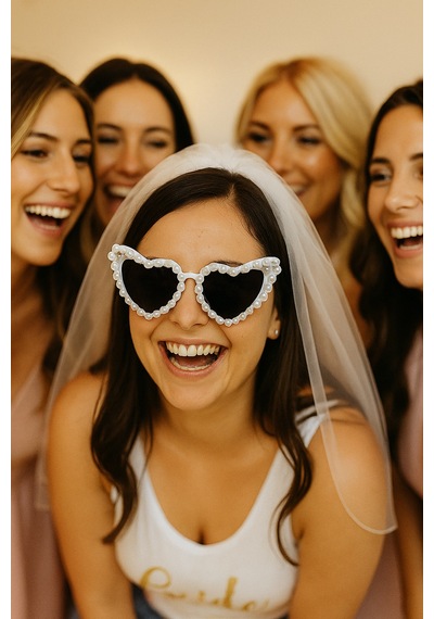 Bride Bekarlığa Veda Gelin Gözlüğü Kalp Şekinde İncili Beyaz Göz Diğer