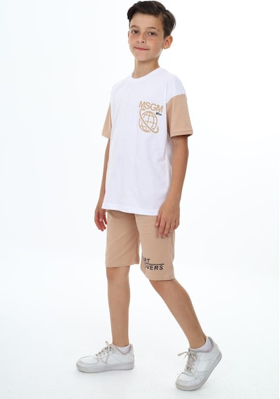 Trendimizbir Erkek Çocuk Msgm Baskılı Şortlu Takım-5874-Bej