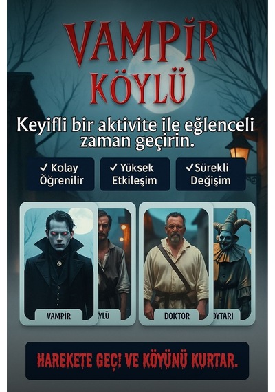 Vampir Köylü Strateji Ve Eğlence Kart Oyunu Parti Ve Arkadaş Grubu İçin Rol Yapma Oyunu