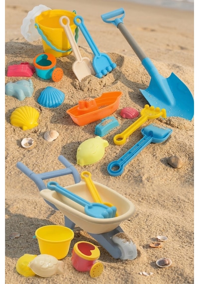 Waldern Toys Lux 24 Parça El Arabası Gemi Büyük Orta Boy Kova Kürek Takımı Plaj Seti