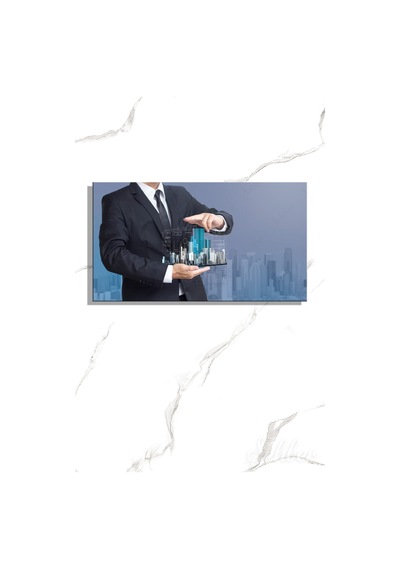 Panoramik Yatay Kanvas Tablo Tekli Emlak Ofisi İnşaat Gyo Mimarlık Modern Bina Hologram 2004