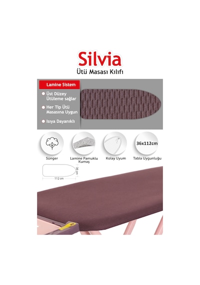 Perilla Silvia Ütü Masası Mürdüm Kılıfı