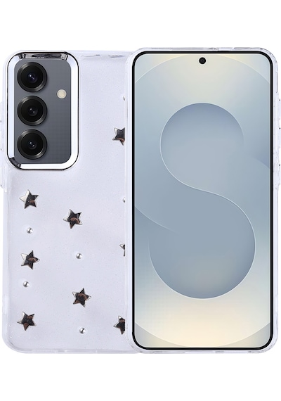 Galaxy S24 Kılıf Airbag Tasarımlı Simli Şeffaf Zore Kutup Kapak Yıldız