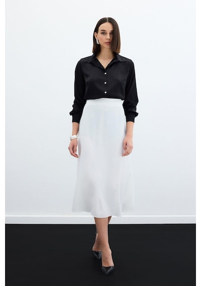 Sateen Midi Boy Saten Etek Ekru Ekru