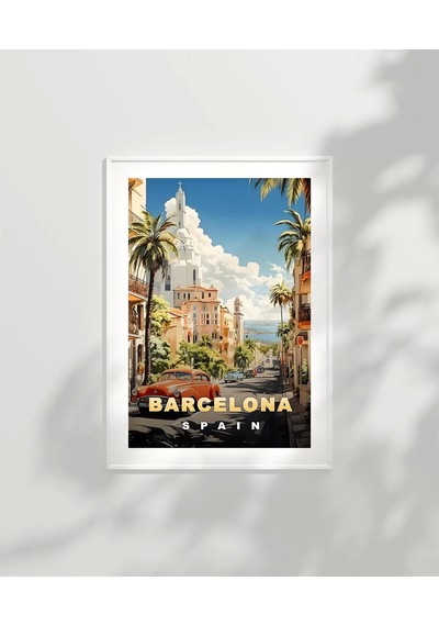 Çerçevesiz Poster Şehir Ve Deniz Uyumu Barcelo