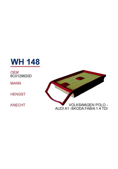 WUNDER WH148 HAVA FILTRESI VOLKSWAGEN POLO/SKODA FABIA/SEAT IBIZ