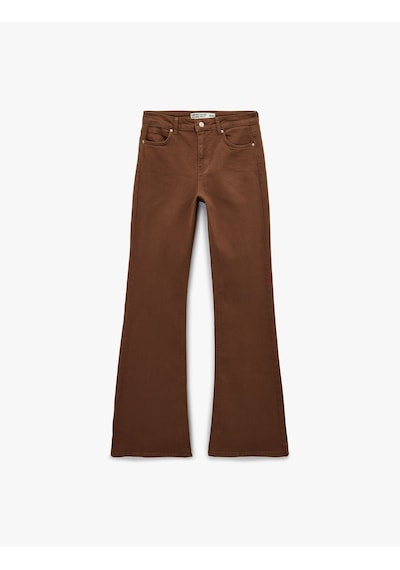 Koton Yüksek Bel Slim Fit Cepli Düğmeli Pamuklu İspanyol Paça Denim Pantolon - Flare Jeans Koyu Kahverengi 6sal40058mw Koyu Kahve Koton Yüksek Bel Slim Fit Cepli Düğmeli Pamuklu İspanyol Paça Denim Pantolon - Flare Jeans Koyu Kahverengi 6sal40058mw Koyu Kahve