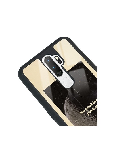 Oppo A5 2020 Peeking Tasarımlı Glossy Telefon Kılıfı Siyah
