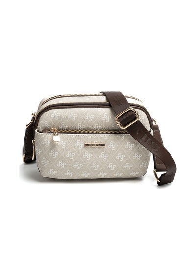Silver Polo Sp1162 Kadın Çapraz Çanta Monogram Taş-kahve